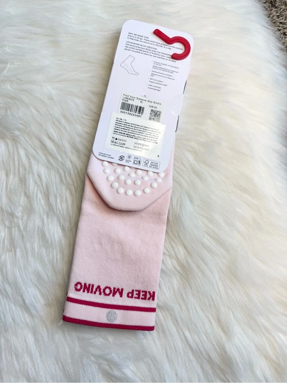 Lululemon Find Your Balance Grip Socks Pink PIAR Size XL New